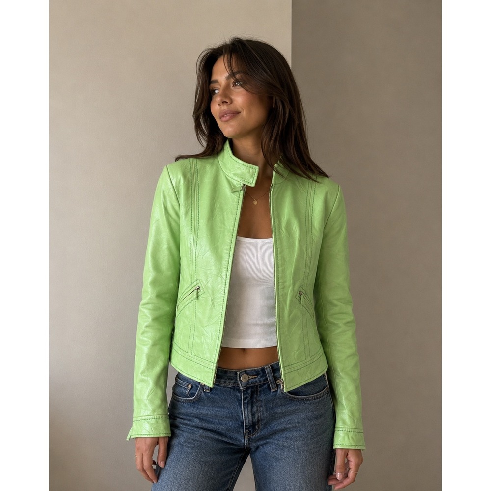 Escada Lime Green Leather Jacket